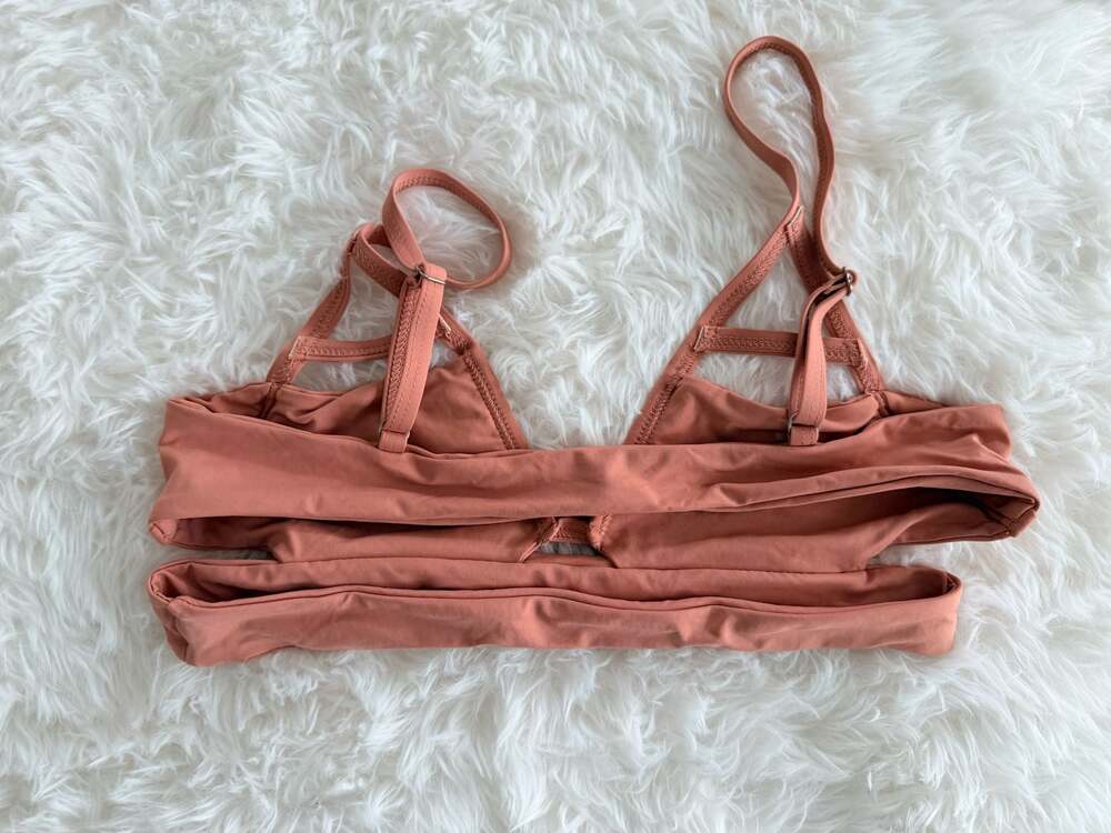 Tavik Jessi Cutout Triangle Bikini Top, Terra Cotta, Size M - Picture 2 of 3